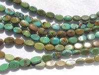 Brown/Green Turquoise Flat Oval, 7x5mm