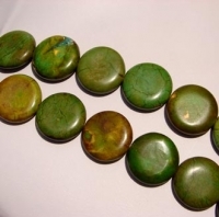 Magnesite Emerald Green Coins, 24mm