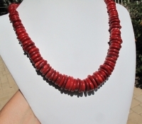 Red Coral Rustic Rondels, Graduated 10-24mm