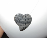 Black Zebra Jasper Heart Pendant, 45mm