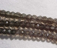 Smoky Quartz Faceted Rondels, 4-5mm