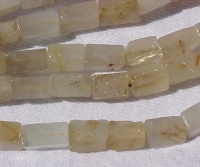 Frosty Rutilated Quartz Bricks, 10x6mm