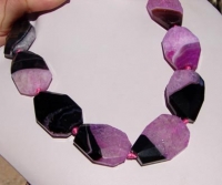 Black & Hot Pink Crackle Agate Flat Nuggets, 24x35mm, each