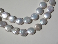 China White Coin Pearls, 14-14.5mm