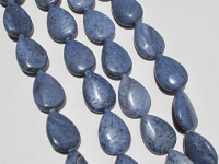 Blue Coral Long Drill Flat Teardrops, 18x25mm