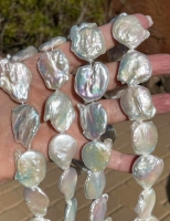 Designer Wild Coin Pearls, Glowing White, 19-24mm