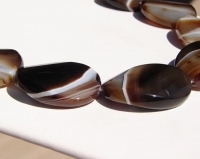 Brown Zebra Agate Faceted Twist Ovals, 30x40mm, each