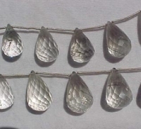 Black Rutilated Quartz Teardrop Briolettes, Graduated