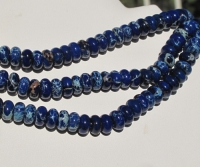 Lapis Blue Impression Jasper Large Hole Rondels, 6mm