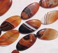 Rust & Black Agate Long Ovals, 60x30mm, each