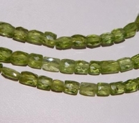 Peridot Faceted Bricks, 4x6mm