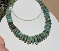 Graduated Chunky Turquoise Rondels, Darker Greenish-Blue , 12-24mm