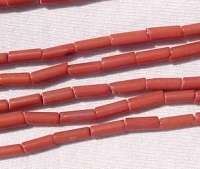 Matte Coral Glass Tubes, 9x3mm