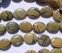 Tan & Turquoise Jasper Ovals, 18x25mm