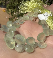Prehnite Faceted Briolettes, Graduated