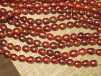 Auburn Copper Large Hole Pearls, 8.5-9mm Rice