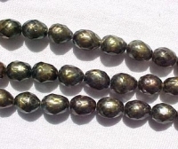 Forest Peacock Faceted Pearls, 6-6.5mm Rice