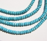 Blue Turquoise Faceted Rondels, 4mm