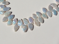 Top Drilled White Teardrop Coins, 15x11mm, 8" String
