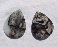 Silver Leaf Jasper Teardrop Pendant, 45x35mm