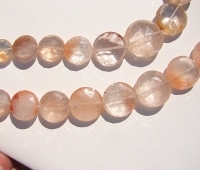 Copper Rutilated Quartz Faceted Coins, Graduated 12-18mm