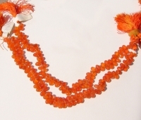 Orange Carnelian Faceted Teardrop Briolettes, 6x4mm