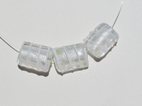 White & Frost Rectangle Pillow Glass Bead, 22mm x 17mm, each