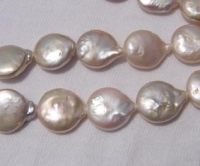 Satiny White Coin Pearls. 12-12.5mm