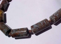 Blue & Chocolate Jasper Barrels, 12x24mm