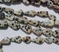 Dalmation Jasper Longdrill Teardrops, 10-14mm