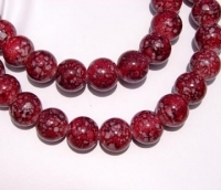 Red Speckled Glass Beads, 12mm