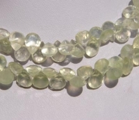 Prehnite Faceted Gem Cut Pear Briolettes, 8x5mm