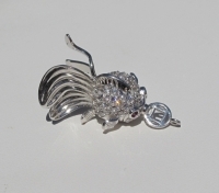 Fancy Crystal Studded Goldfish Clasp, Sterling