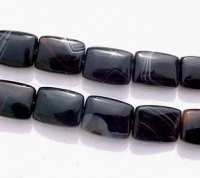 Black Agate Pillows, 19x13mm