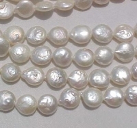 Simple White Coin Pearls, 13-14mm