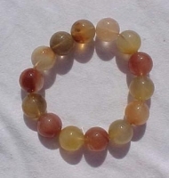 Gold & Red Rutilated Quartz Stretch Bracelet, 16mm