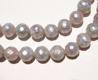 Platinum Sterling Faceted Pearls, 11-12mm