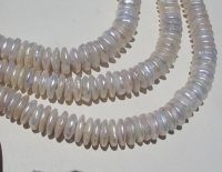 Center Drill Cream & Silver White Coin Pearls, 14-15mm