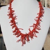 Graduated Natural Italian Red Coral Branch, 8-40mm, 20" string