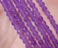 Dark Purple Jade Faceted Rounds, 4mm