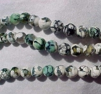 Snowflake Agate Faceted Rounds, Lemon/Lime & White, 6mm