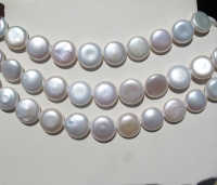 Smooth White Coin Pearls, 15-16mm