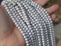Soft Silver Button Pearls, 6-6.5mm