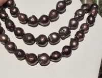 Dark Saddle Brown Baroque Large Hole Pearls, Graduated 13-16mm