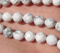 White Howlite Faceted Rounds, 6mm