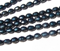 Teal Blue Faceted Pearls, 6-6.5mm rice