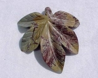 Picture Jasper Carved Leaf Pendant, Tan/Taupe/Maroon