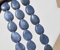 Blue Coral Long Drill Flat Teardrops, 25x30mm