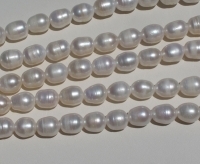 Swan White Large Hole Pearls, 11-12mm rice