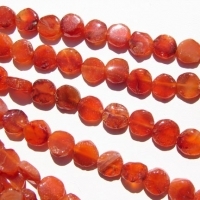 Dark Orange Carnelian Coins, 7-8mm